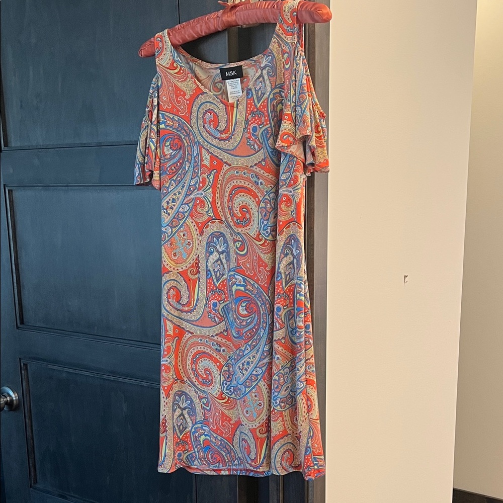 MSK Paisley Midi Dress - orange and blue